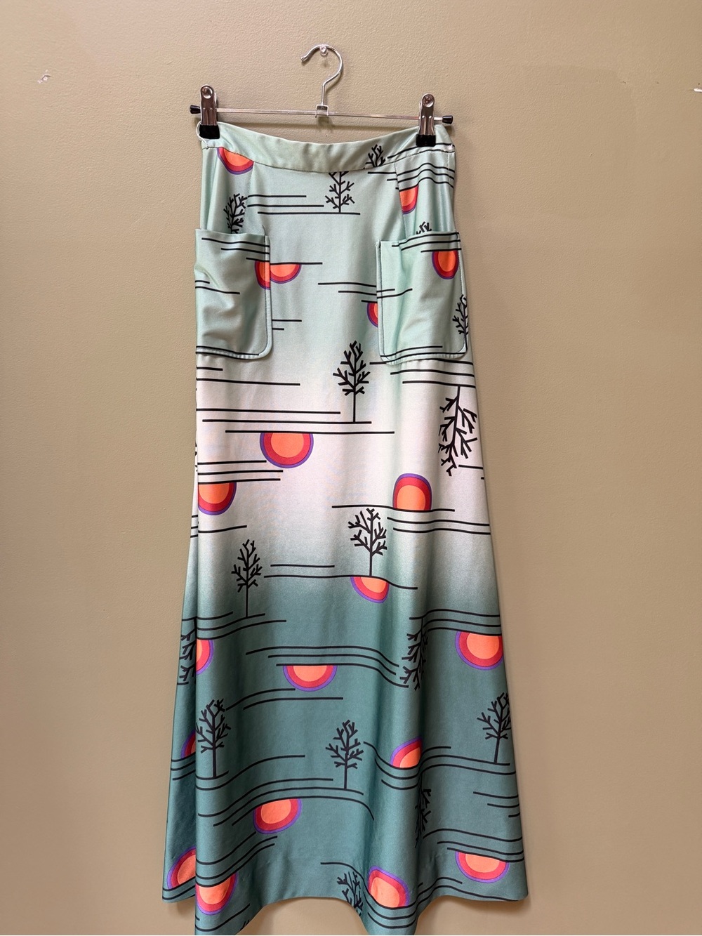 Vintage Japanese Print Midi Skirt
